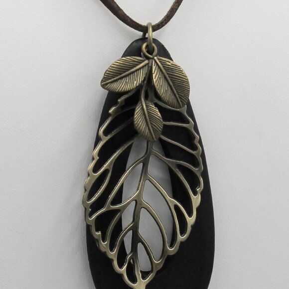 Jewelry necklace large statement long leaves nature new - Picture 6 of 6